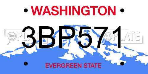 3BP571 Washington License Plate