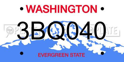 3BQ040 Washington License Plate