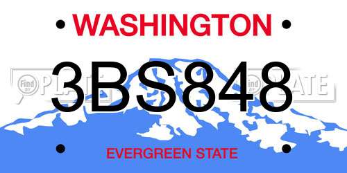 3BS848 Washington License Plate