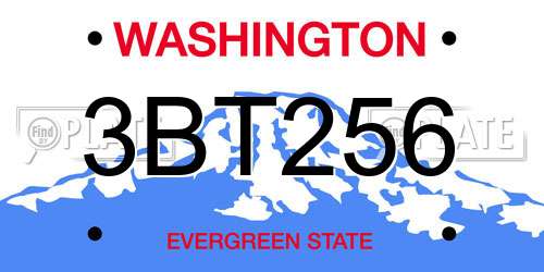 3BT256 Washington License Plate