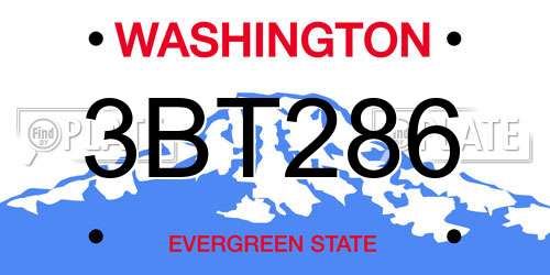 3BT286 Washington License Plate
