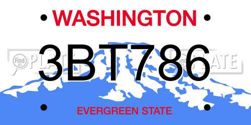 3BT786 Washington License Plate