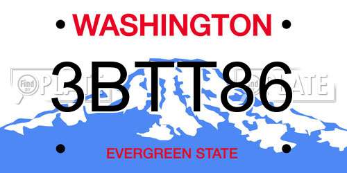 3BTT86 Washington License Plate
