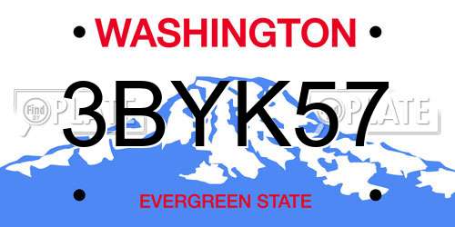 3BYK57 Washington License Plate