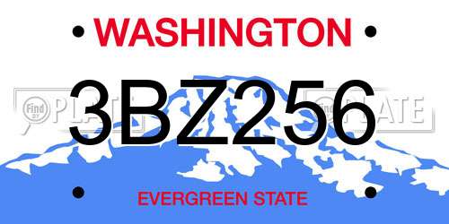 3BZ256 Washington License Plate