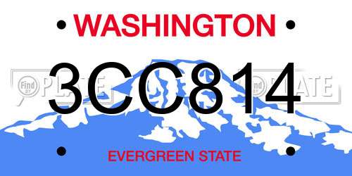 3CC814 Washington License Plate