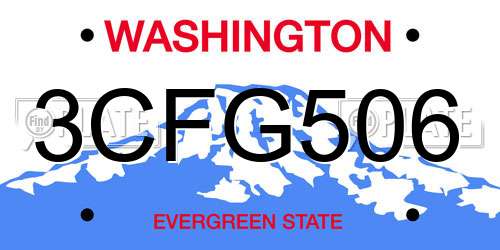 3CFG506 Washington License Plate