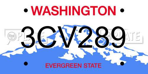 3CV289 Washington License Plate