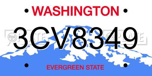 3CV8349 Washington License Plate
