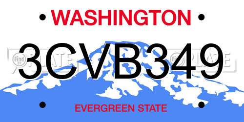 3CVB349 Washington License Plate