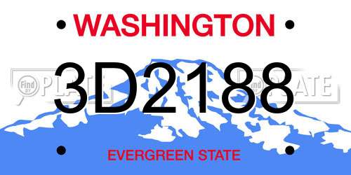 3D2188 Washington License Plate