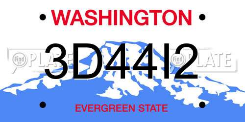 3D44I2 Washington License Plate