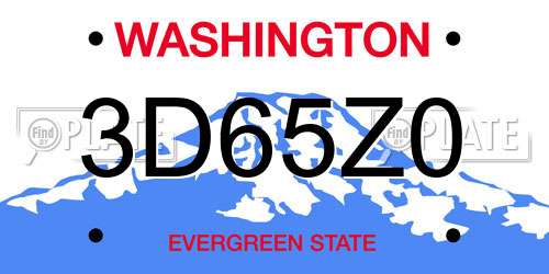 3D65Z0 Washington License Plate