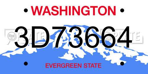 3D73664 Washington License Plate