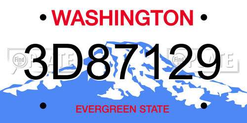 3D87129 Washington License Plate