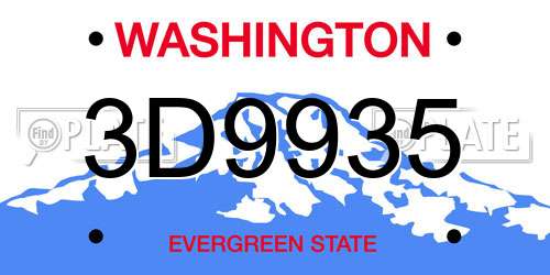 3D9935 Washington License Plate