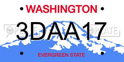 3DAA17 Washington License Plate