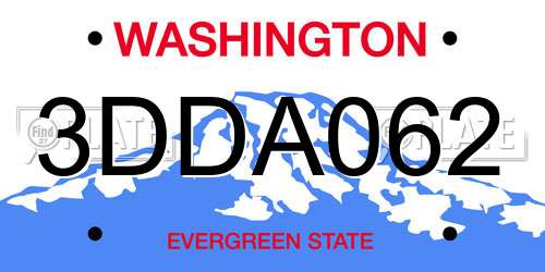 3DDA062 Washington License Plate