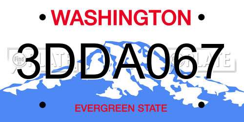 3DDA067 Washington License Plate