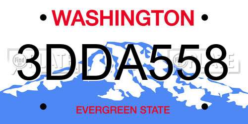 3DDA558 Washington License Plate