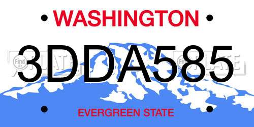 3DDA585 Washington License Plate