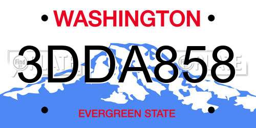 3DDA858 Washington License Plate