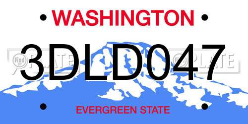 3DLD047 Washington License Plate
