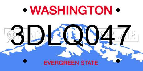 3DLQ047 Washington License Plate