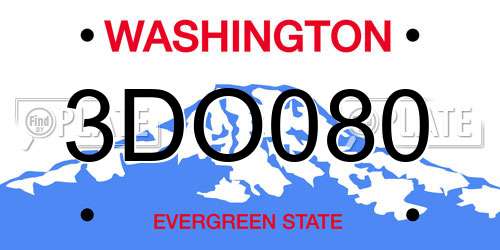 3DO080 Washington License Plate