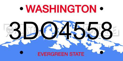 3DO4558 Washington License Plate