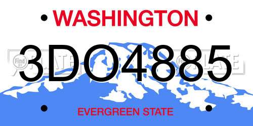 3DO4885 Washington License Plate