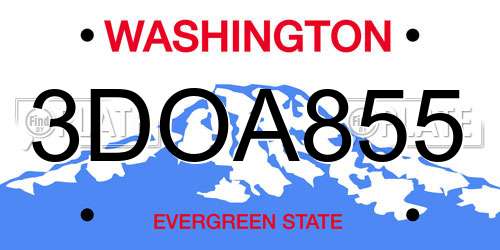 3DOA855 Washington License Plate