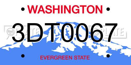 3DT0067 Washington License Plate