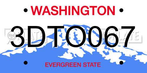 3DTO067 Washington License Plate