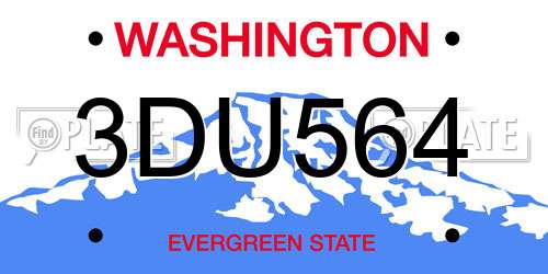 3DU564 Washington License Plate