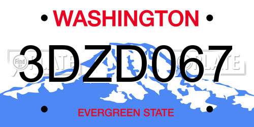 3DZD067 Washington License Plate