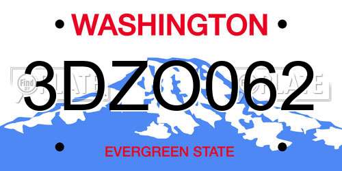 3DZO062 Washington License Plate