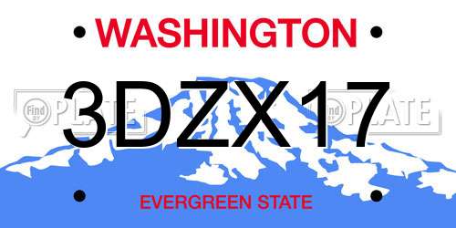 3DZX17 Washington License Plate