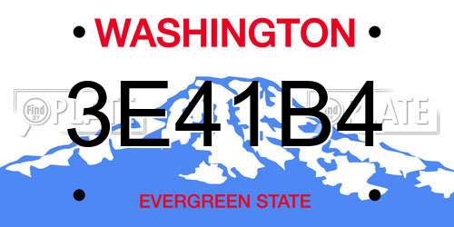3E41B4 Washington License Plate