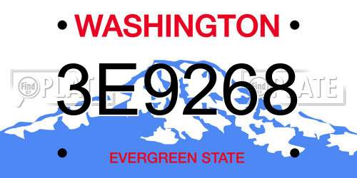 3E9268 Washington License Plate