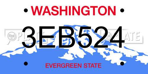 3EB524 Washington License Plate