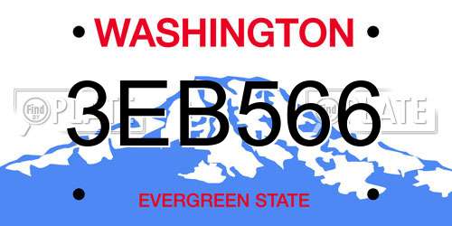 3EB566 Washington License Plate