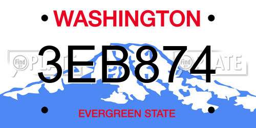 3EB874 Washington License Plate