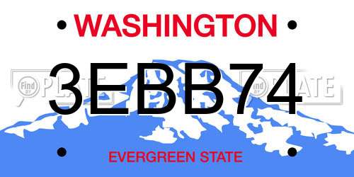 3EBB74 Washington License Plate