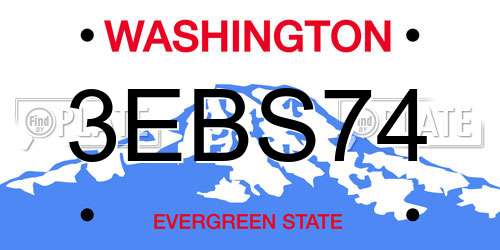 3EBS74 Washington License Plate