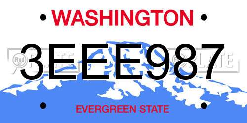 3EEE987 Washington License Plate