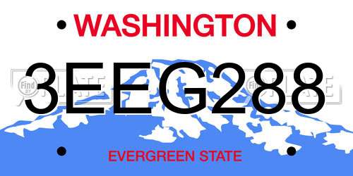 3EEG288 Washington License Plate