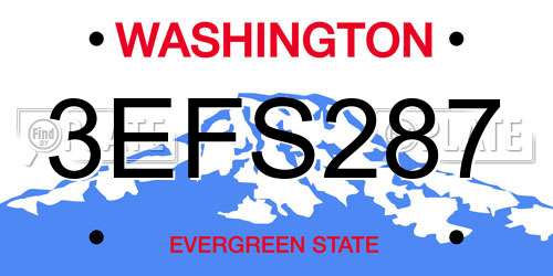 3EFS287 Washington License Plate