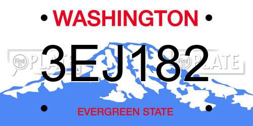 3EJ182 Washington License Plate