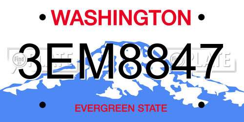 3EM8847 Washington License Plate